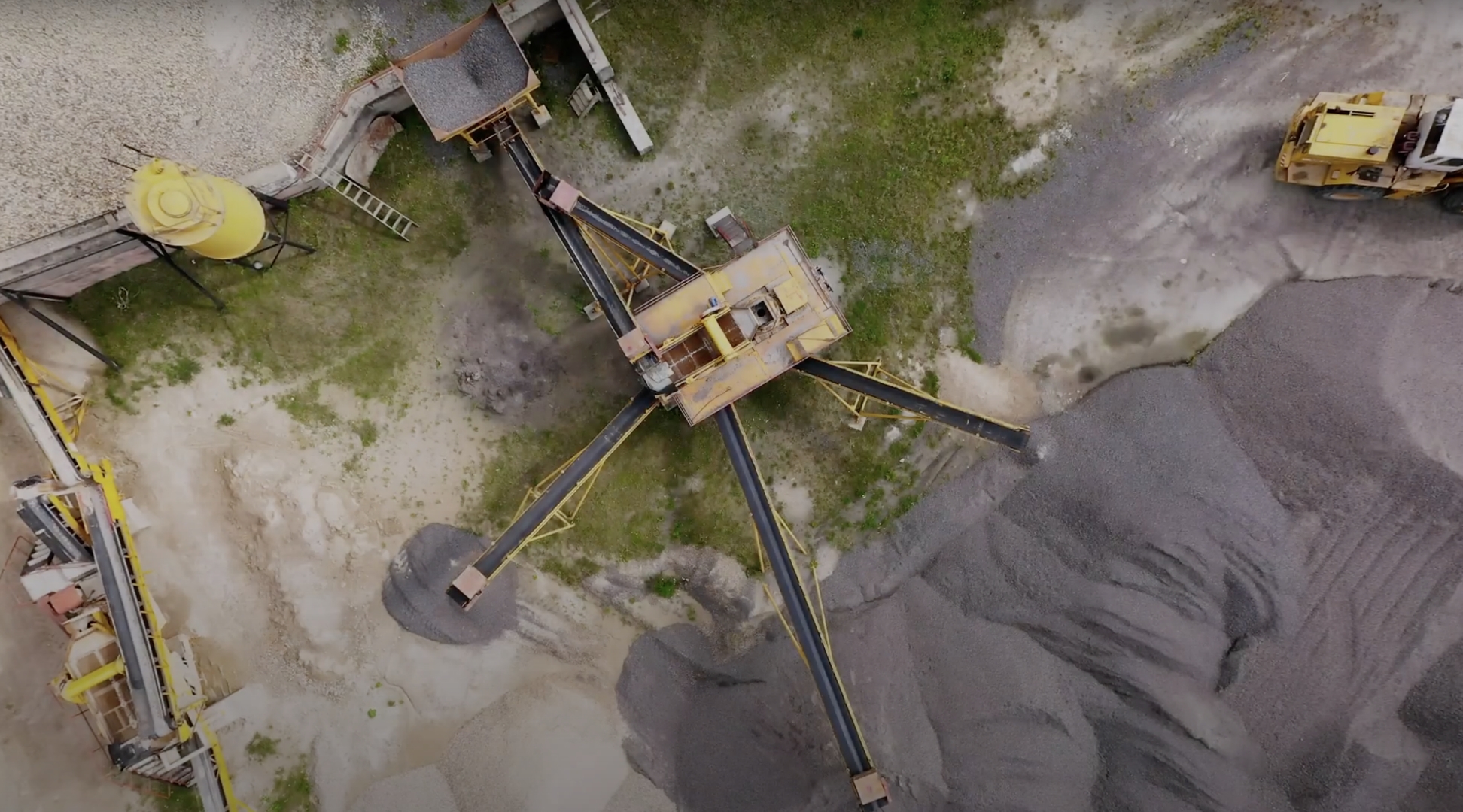 Aerial view of a Custom Crushers work site